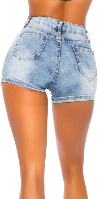 hoge taille denim-spijkerstof shorts blauw